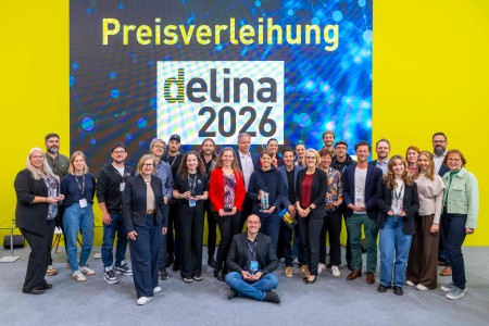 Gruppenbild der delina Siegerinnen und Sieger 2026