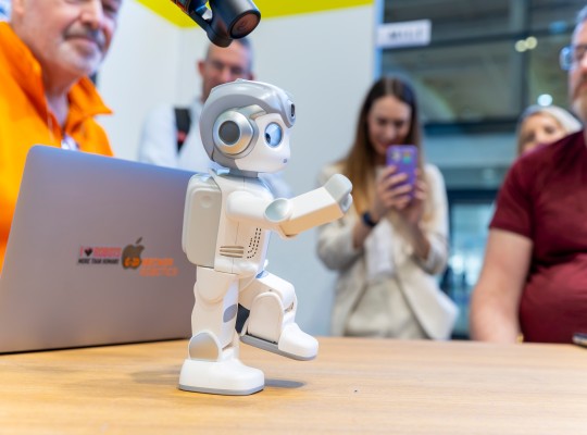 Robot presentation at an exhibition stand 