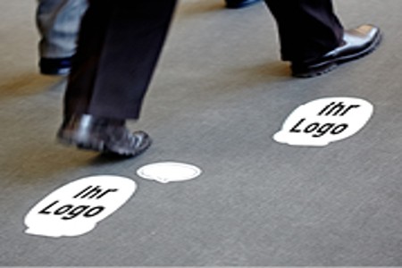 Prominently present your Company and Product to Visitors with a Floor-print.